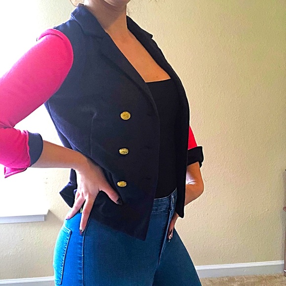 Love Culture pink & navy buttoned blazer size M - Picture 7 of 8